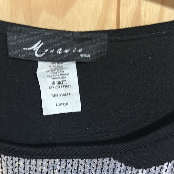 MONAMIE USA Evening Sequence Black and Silver Women's Top - Picture 2 of 5